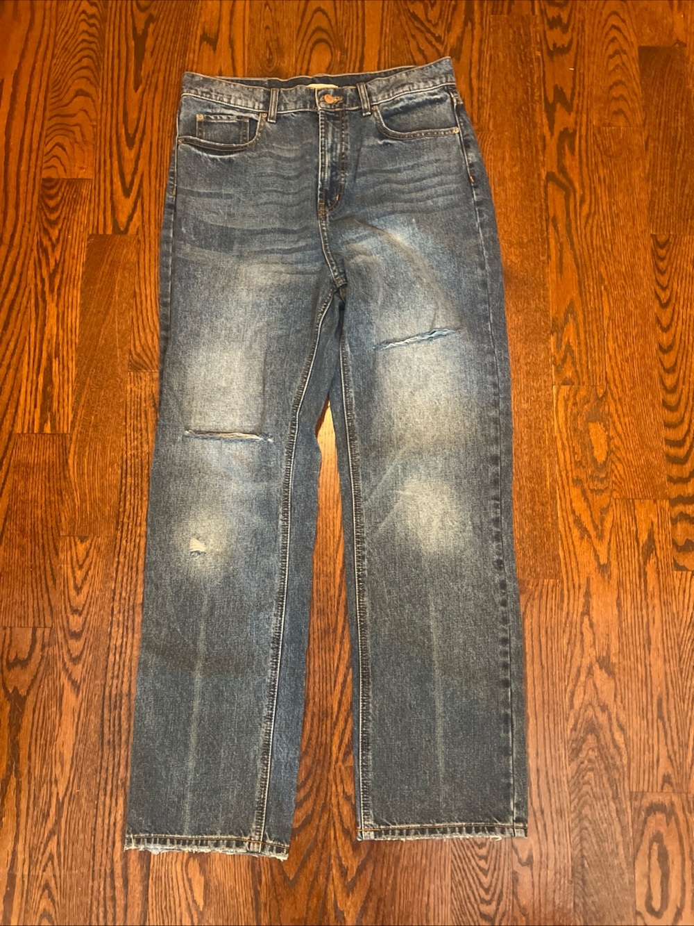 BDG Urban Outfitters Loose Straight Leg Jeans Medium Wash Ripped Size 30